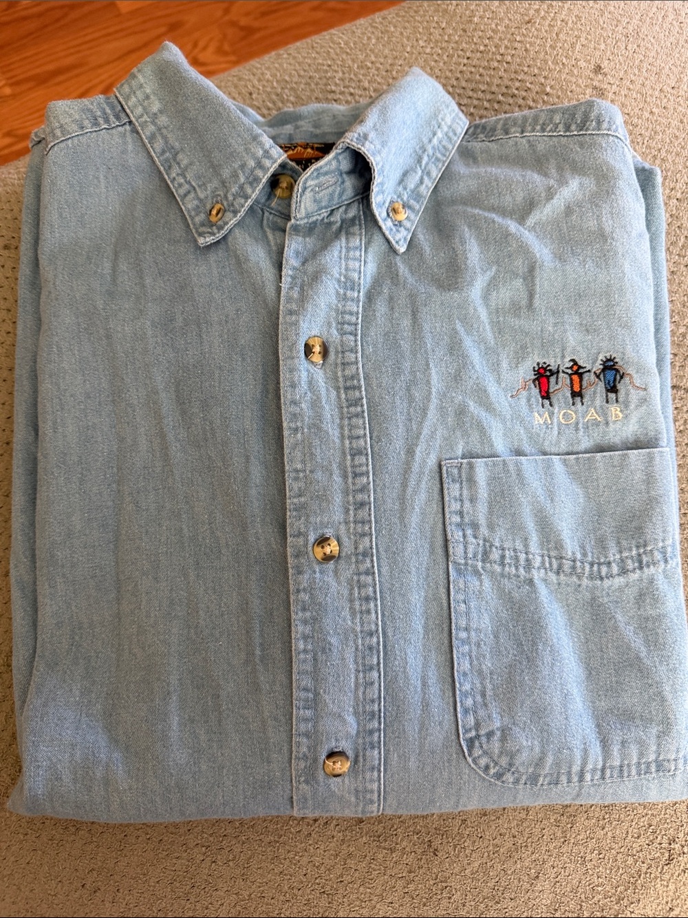MOAB Men's Light Blue Denim Button-Down Shirt